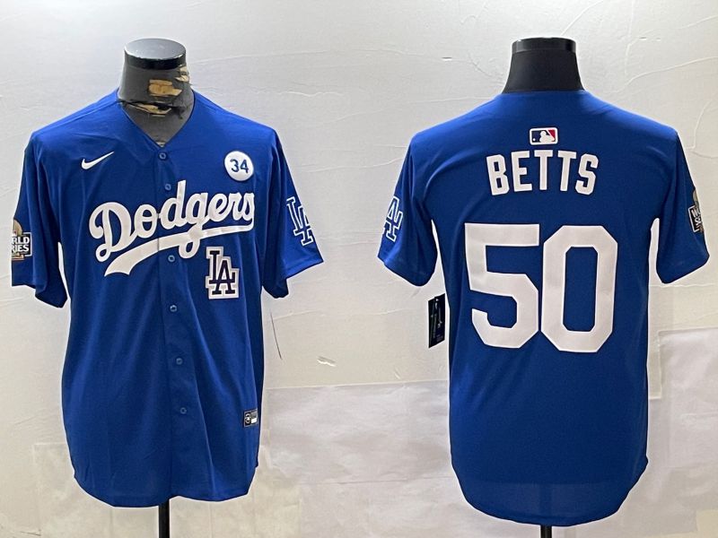 Men Los Angeles Dodgers #50 Betts Blue Game 2024 Nike MLB Jersey style 11204->los angeles dodgers->MLB Jersey